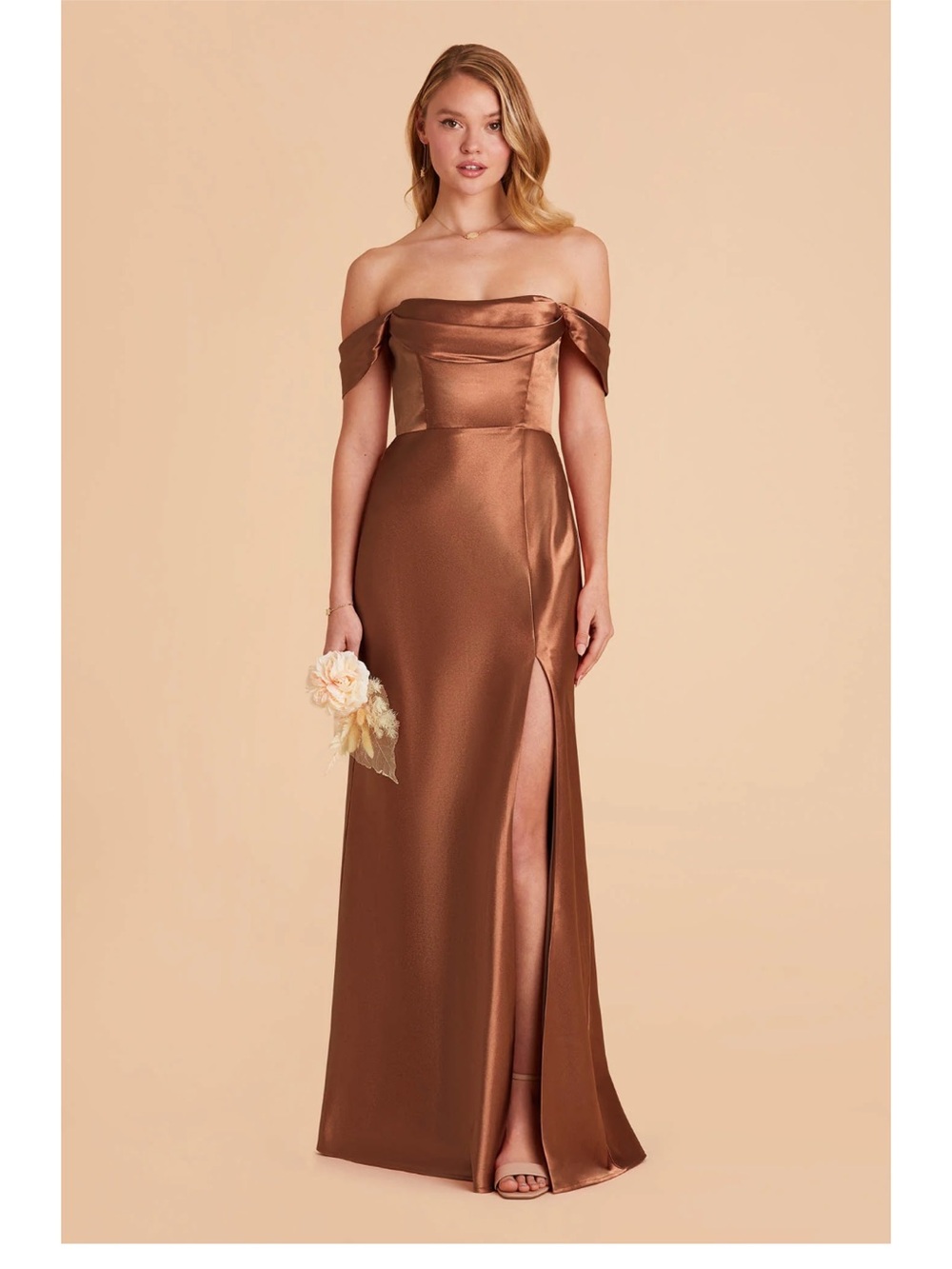 NWT Birdy Grey Shiny Satin Mia Dress in Rust